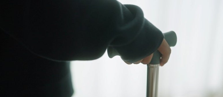 지팡이를 짚은 손